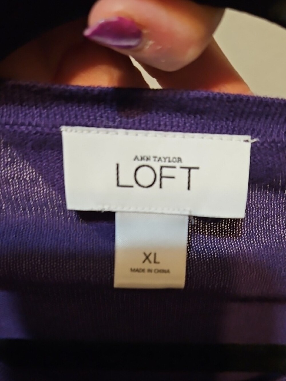 LOFT Deep Purple Ruffle-Front Cardigan - Picture 5 of 6